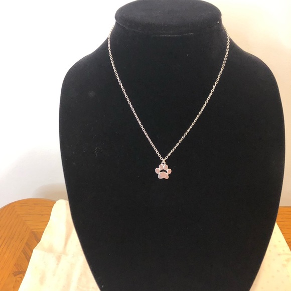 Golden Threads Fashion Jewelry Silver Toned Paw Print Necklace NWT - Picture 4 of 5